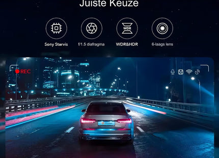 360 Graden Dashcam |Gps Hd 4*1080P| DVR 24uur opname functie | Nachtzicht Wifi 128Gb (M 8S) - Audioplay