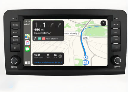 Multimedia Navigatie Mercedes Benz ML klasse ( 2005-2012)|DAB|Bluetooth|4Core 32GB|Carplay Autoradio ML w1 64(300-320-350-450-500) |Beeldscherm 8 Inch - Audioplay
